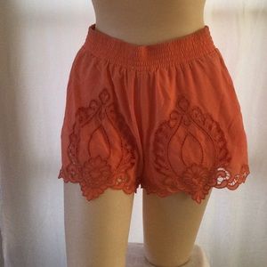 Blu pepper Orange Lined Cutout Shorts Size S